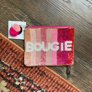 Bougie Beaded Coin Purse with Pom Poms on Zipper